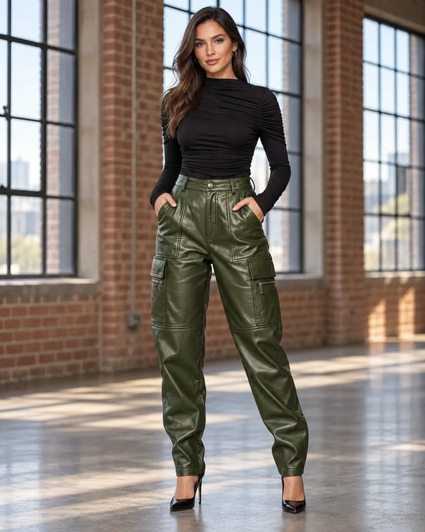 High-Waisted Leather Pants