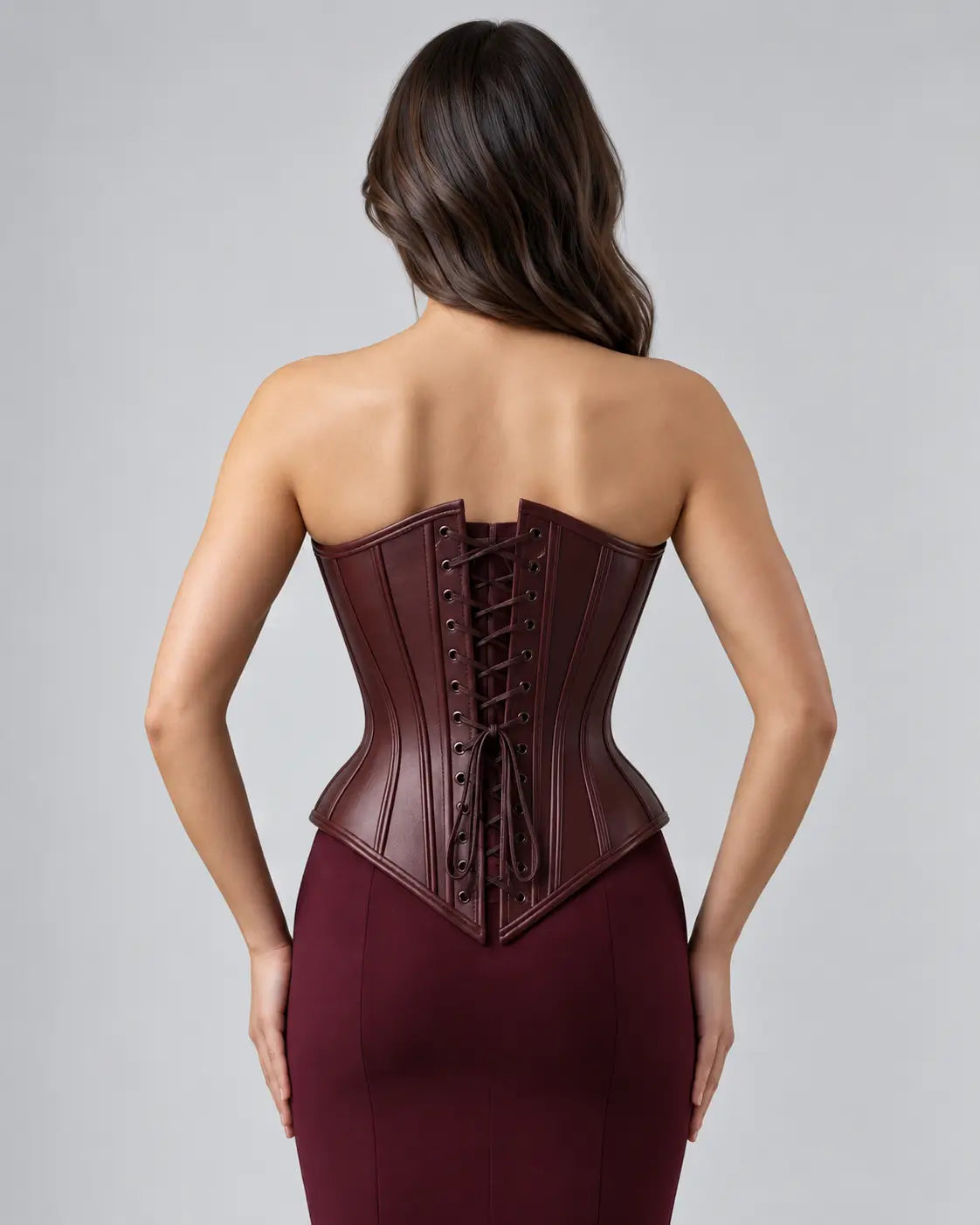 Burgundy Petal Leather Corset – view 2
