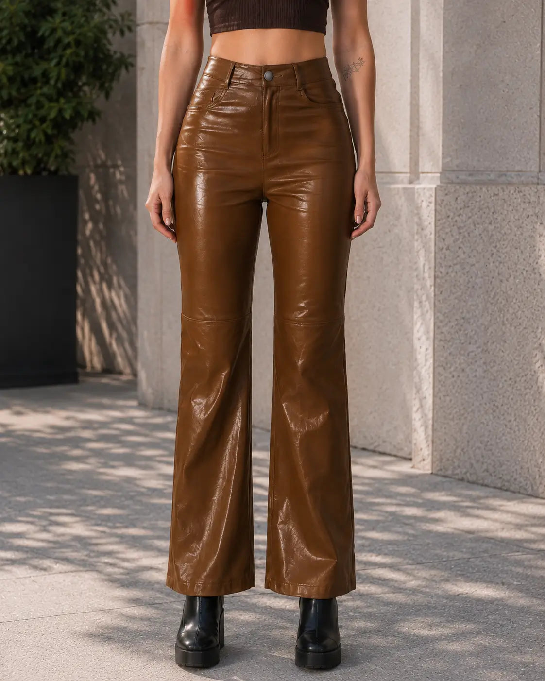 High-Waisted Flare Leather Pants – view 3