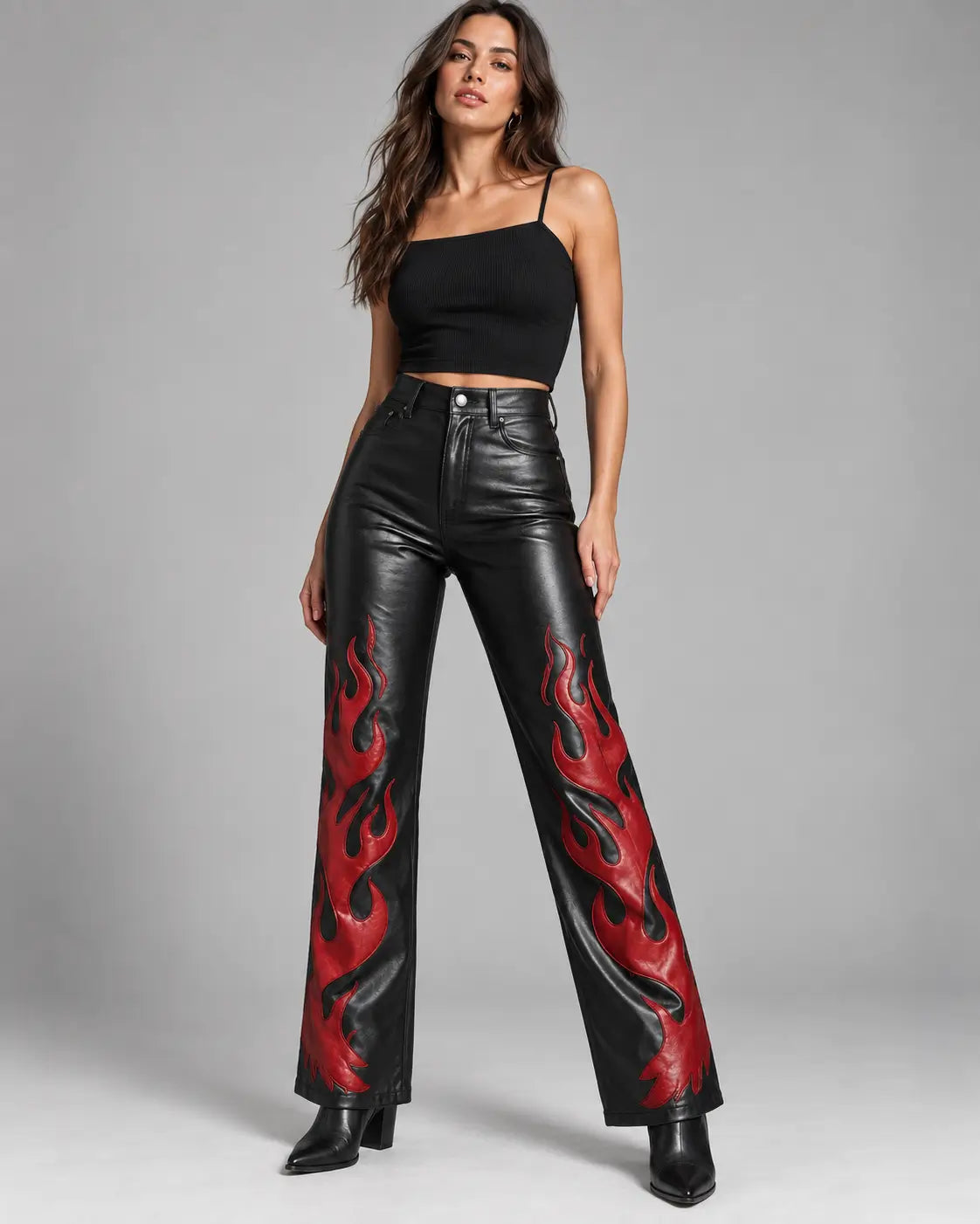 Red Flame Leather Pants